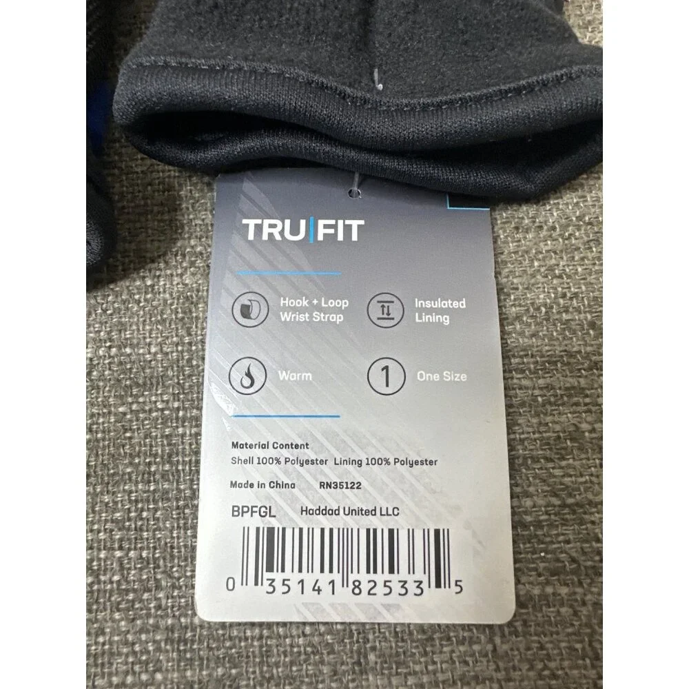TruFit Youth Kids Gloves Warm Polar Feel Insulated Lining One Size Blue Black